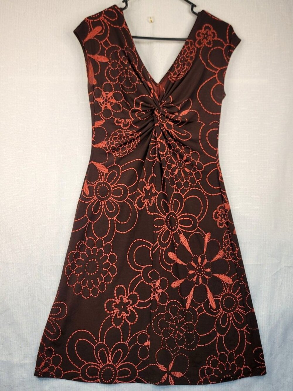 London Times Petites Sleeveless Floral Midi Dress 10P Brown Twee Retro Feminine